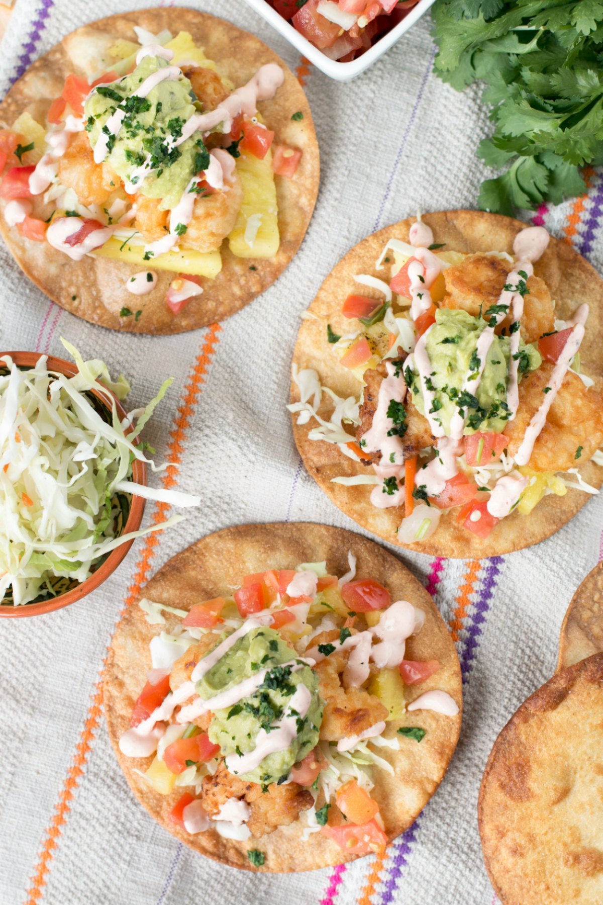 Overhead picture of bang bang shrimp taco recipe