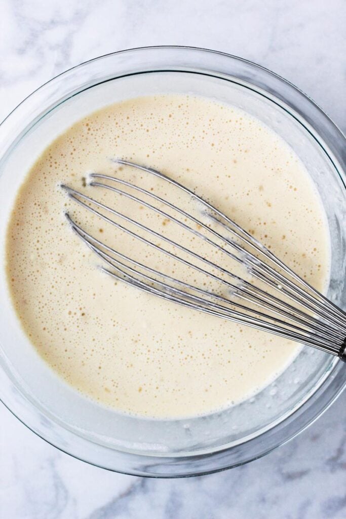 Whisk in a bowl of batter.