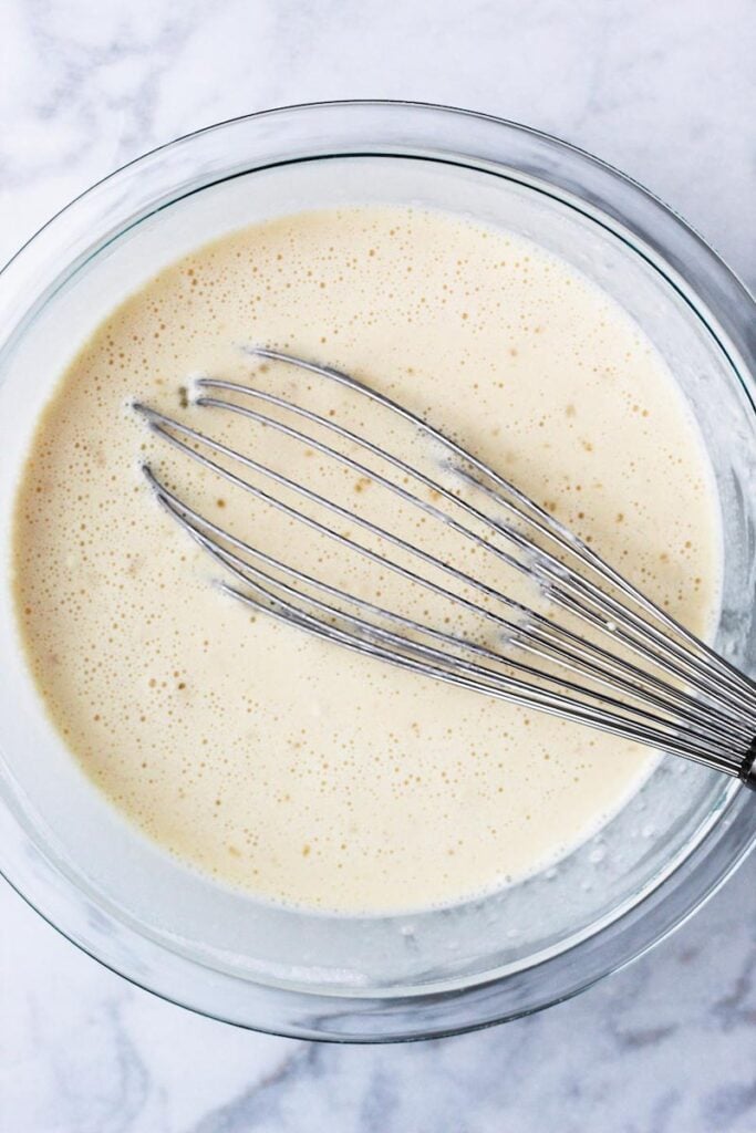 Whisk in a bowl of batter. 