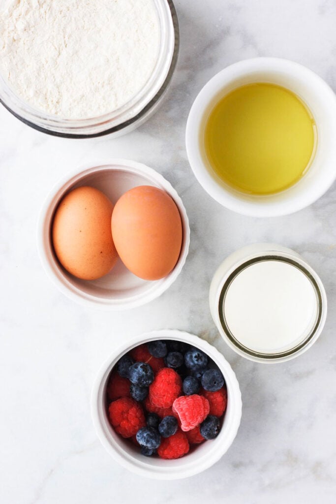 Ingredients needed for the best crepe recipe.