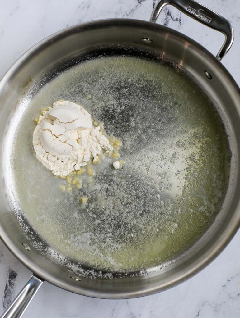 Butter and flour in a skillet.