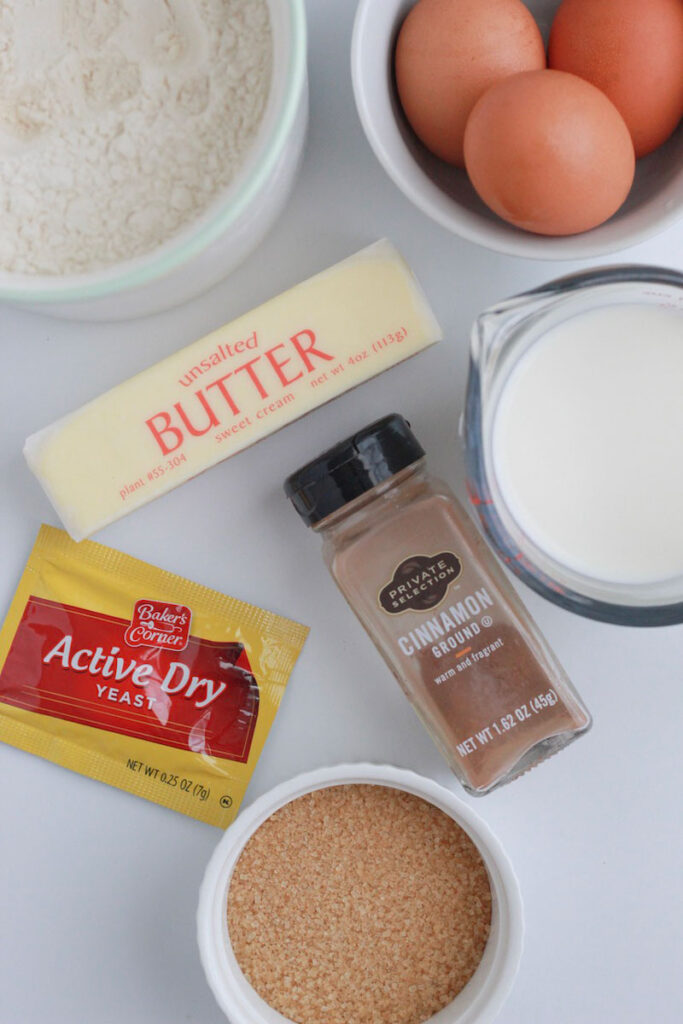 Ingredients needed for cinnamon babka