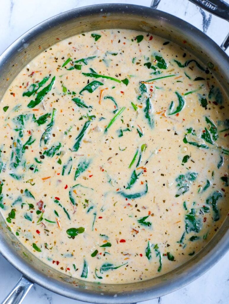 Spinach in cream sauce.