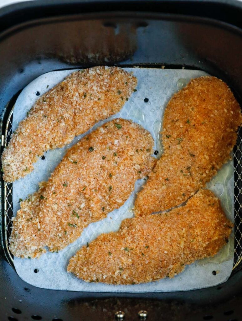 Top down shot of chicken tenders.