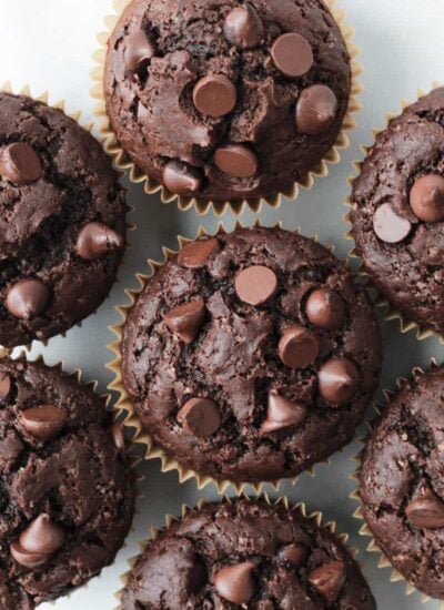 top down shot of the chocolate chip muffins