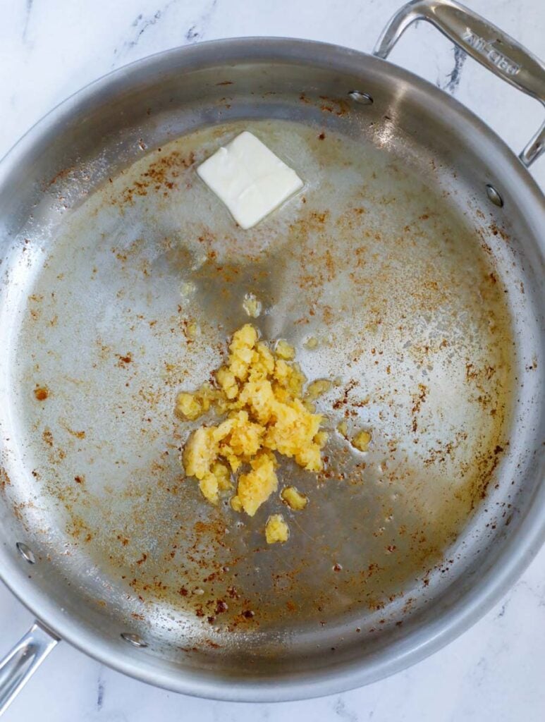 garlic and butter in a skillet