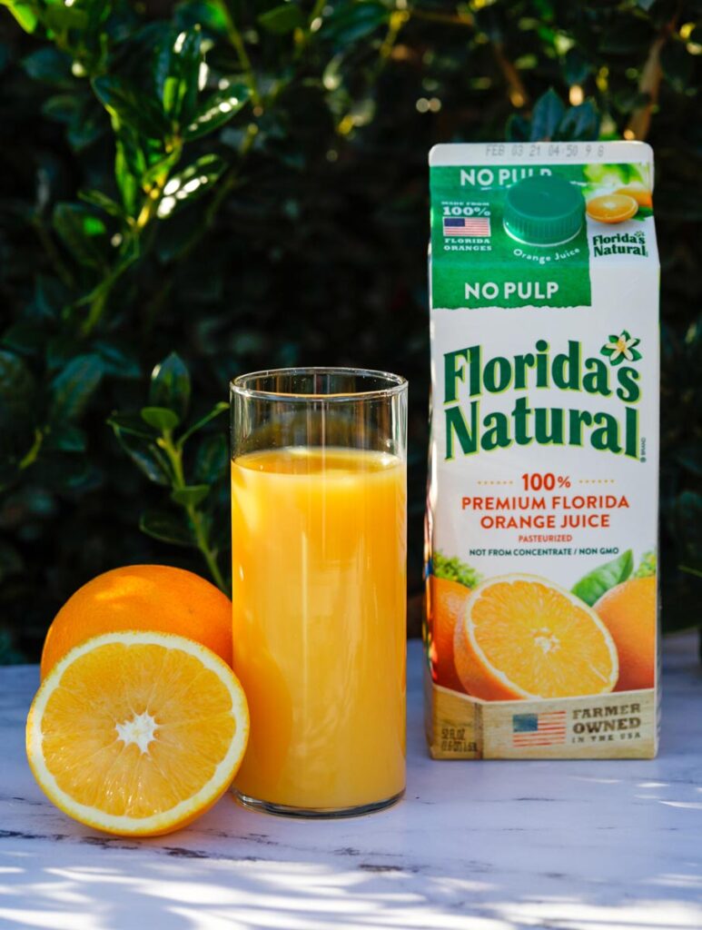 florida naturals orange juice in a cup