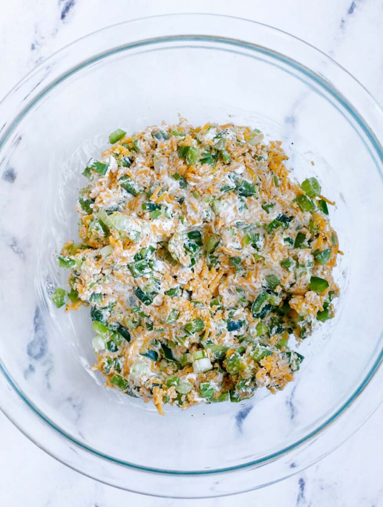 Stuffing mixed in a bowl.