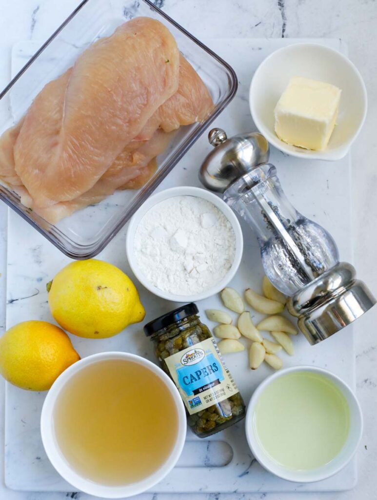 Ingredients for lemon chicken piccata.