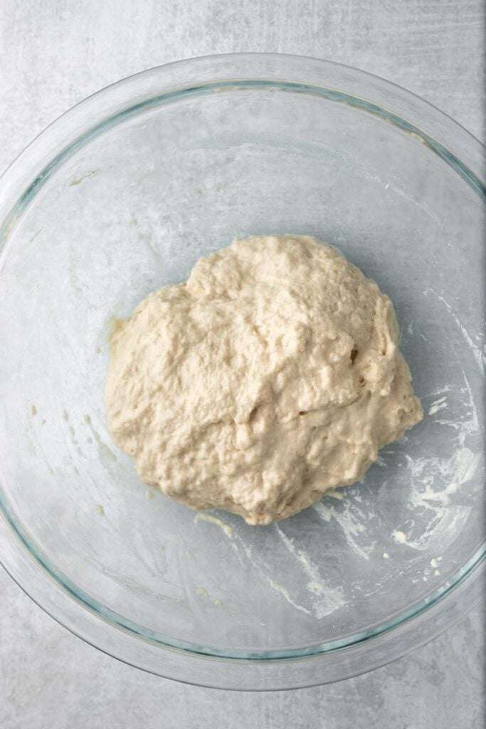 Dough rising in a bowl.