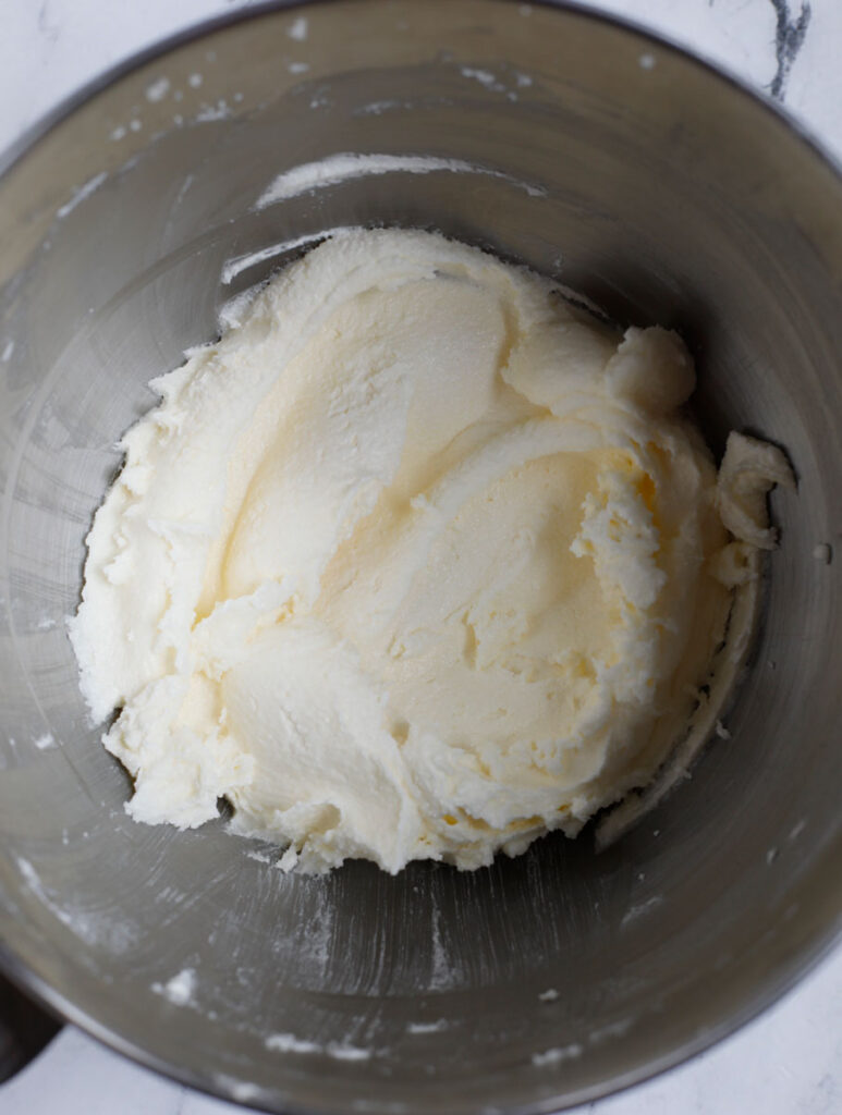 butter and sugar whipped up in a bowl