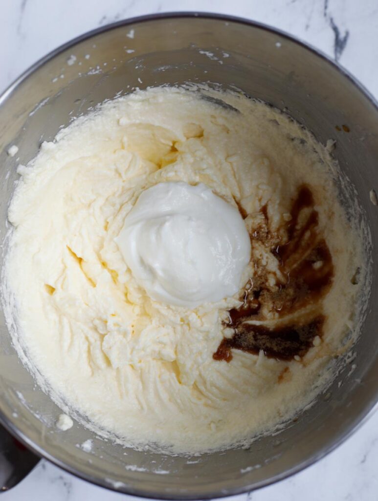 yogurt and vanilla added to the cake batter