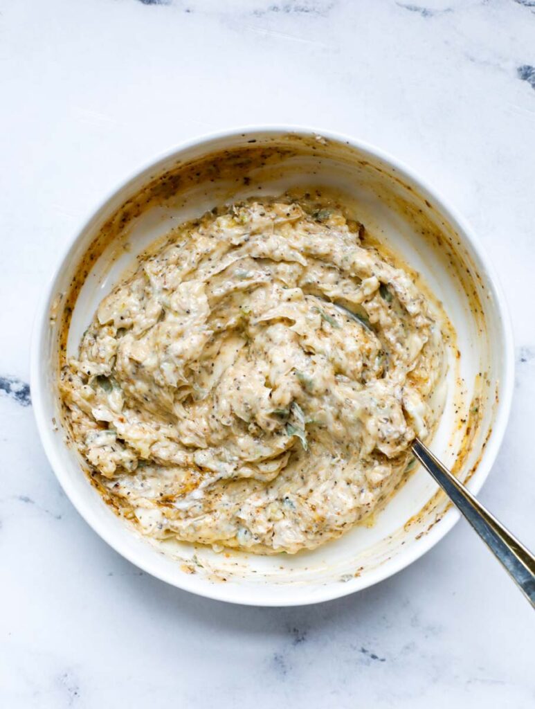 soften butter, spices and herbs mixed into a paste