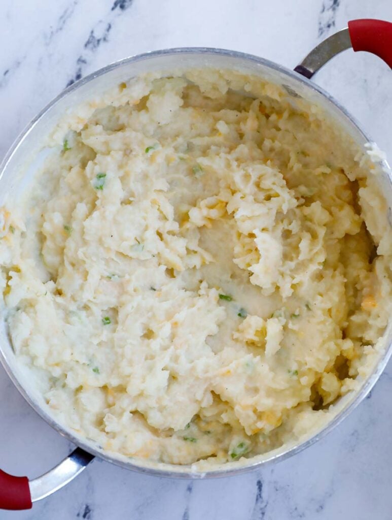 Potatoes mashed in a pot