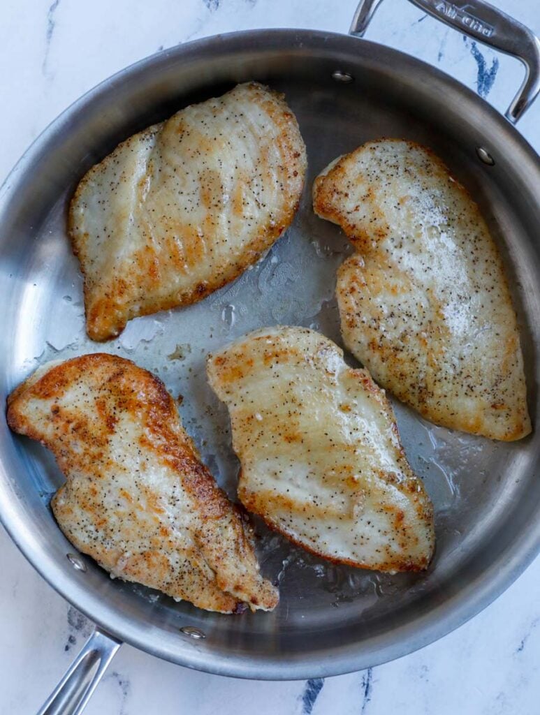 chicken seared in a pan