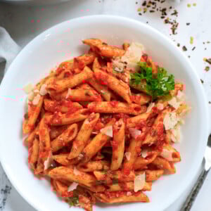 Bowl of spicy arrabbiata.