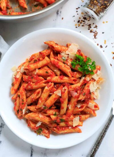 Bowl of spicy arrabbiata.