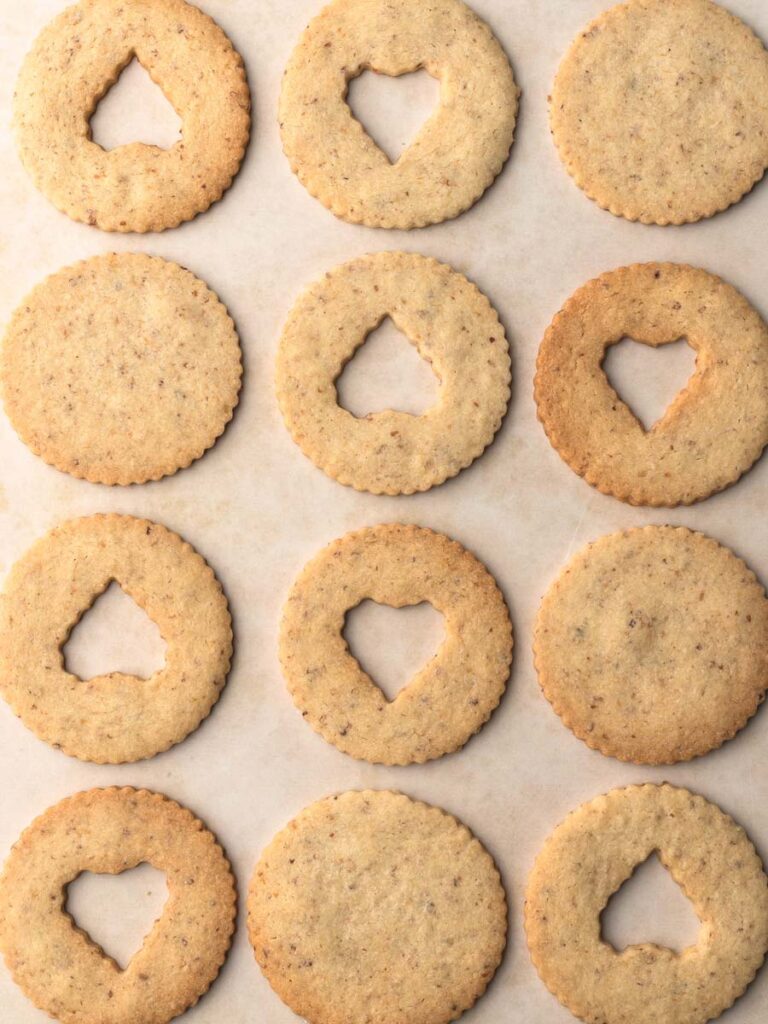 Linzer cookies after baking.