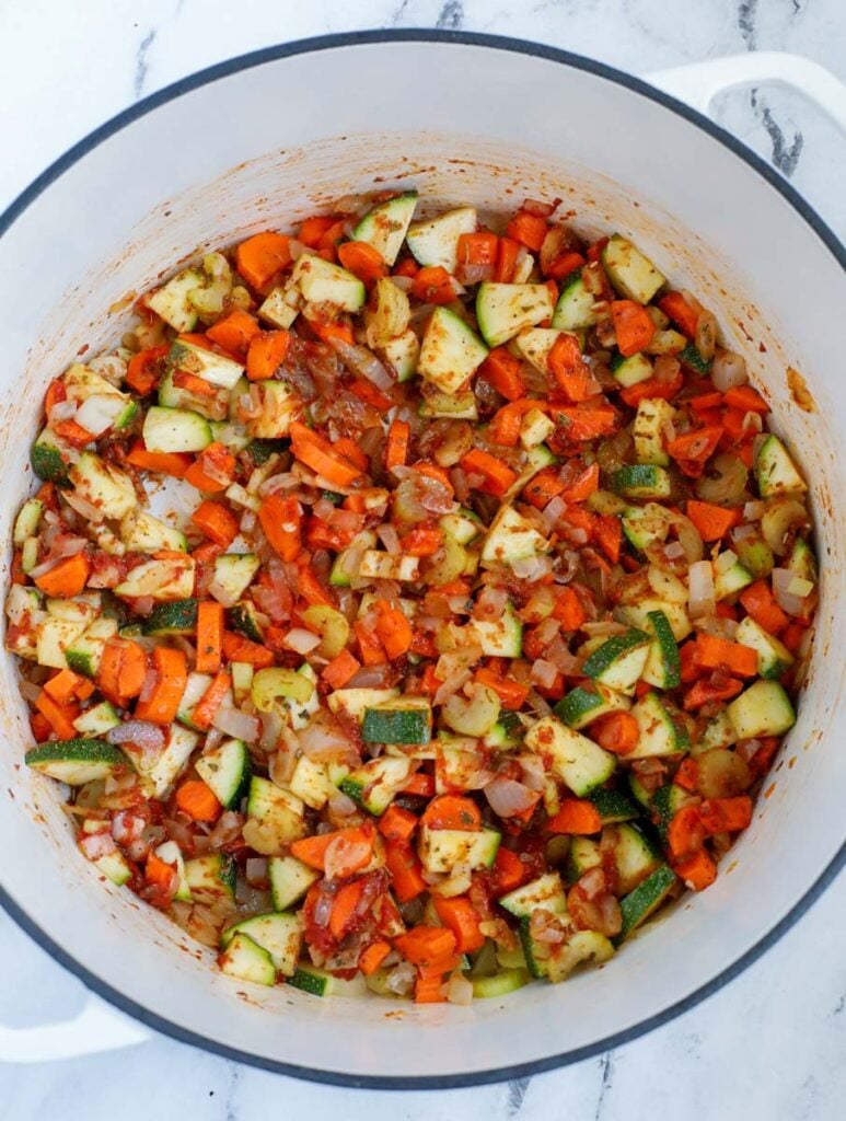 vegetables sauteed with tomato paste and spices