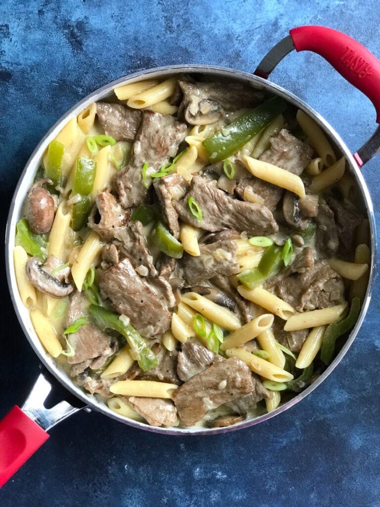 One Pot Philly Cheese Steak Pasta