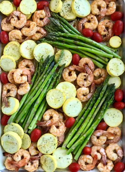 Sriracha Garlic Shrimp Sheet Pan Ingredients