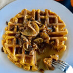 Pumpkin Waffles With Candied Walnuts