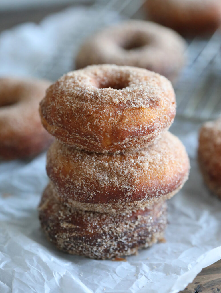 stack of  Cinnamon Sugar Donuts.