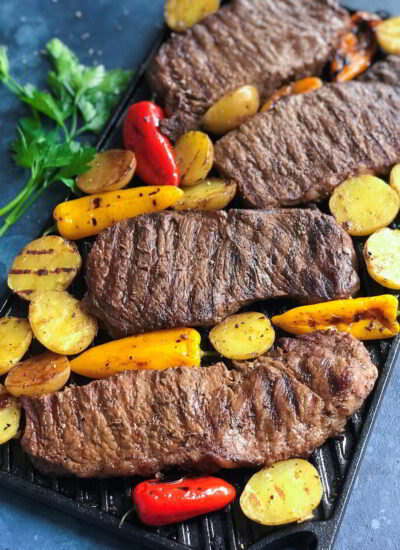 Grilled Teak and Potatoes recipe