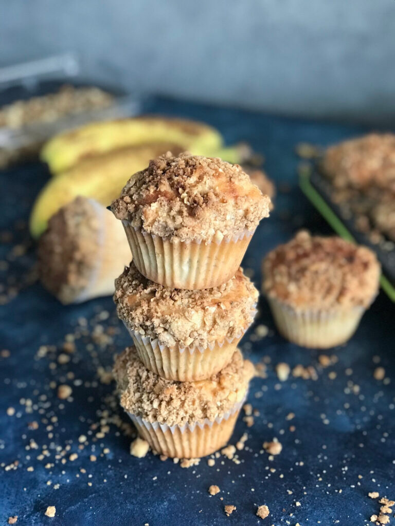 stack of Healthy Banana Oat Muffins