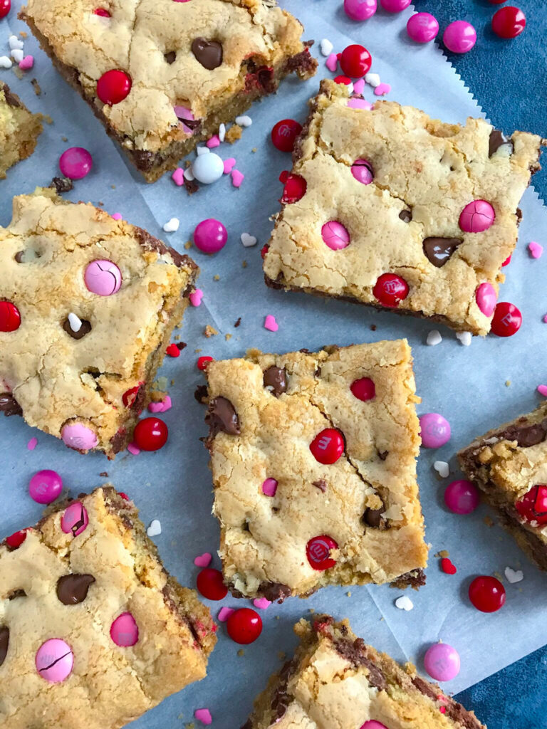 Valentine's M&M Chocolate Chip Cookie Bars