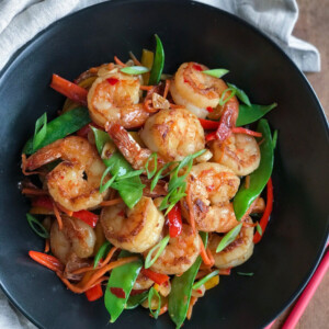 Sweet and Spicy Shrimp in a wok