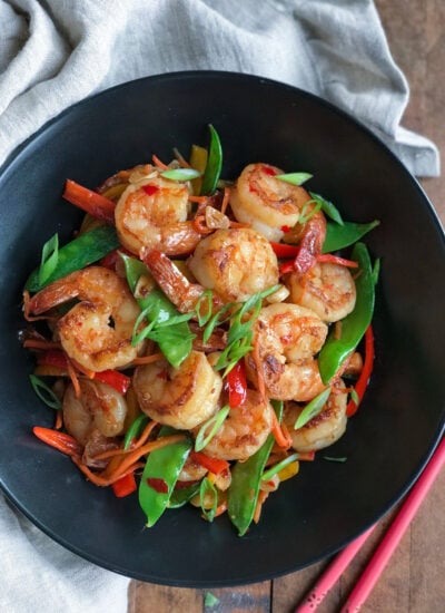 Sweet and Spicy Shrimp in a wok