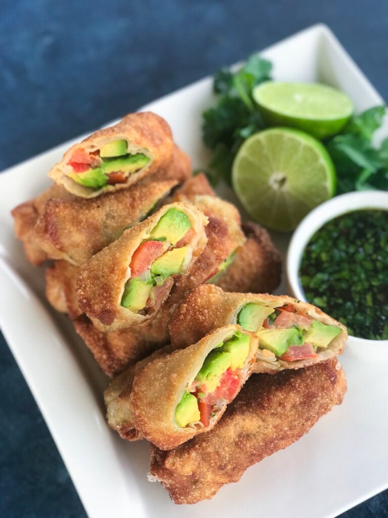 top down shot of Avocado Egg Rolls