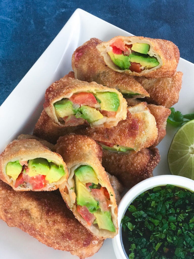 Avocado Egg Rolls on a plate