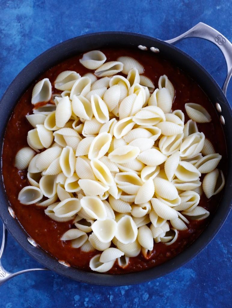 pasta in skillet