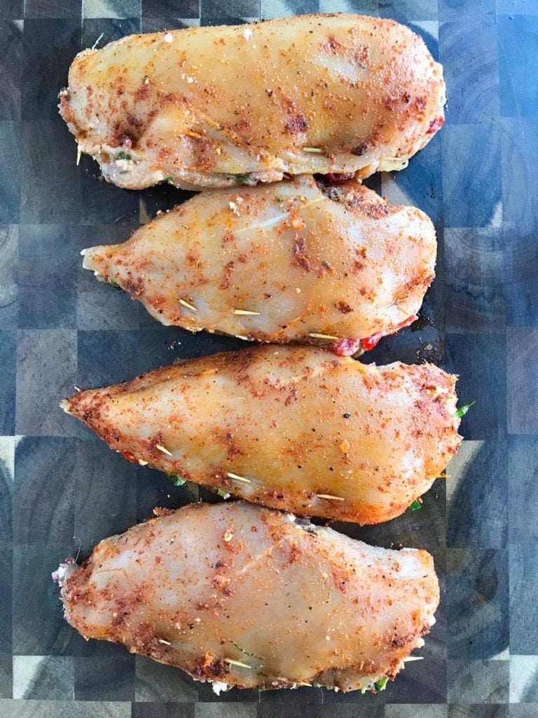 Bruschetta Stuffed Chicken before cooking