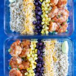 Shrimp Taco Meal Prep in a glass container