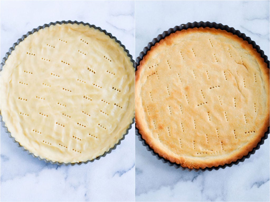 Preparing the tart crust.