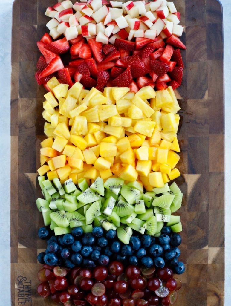 Fruits chopped into chunks