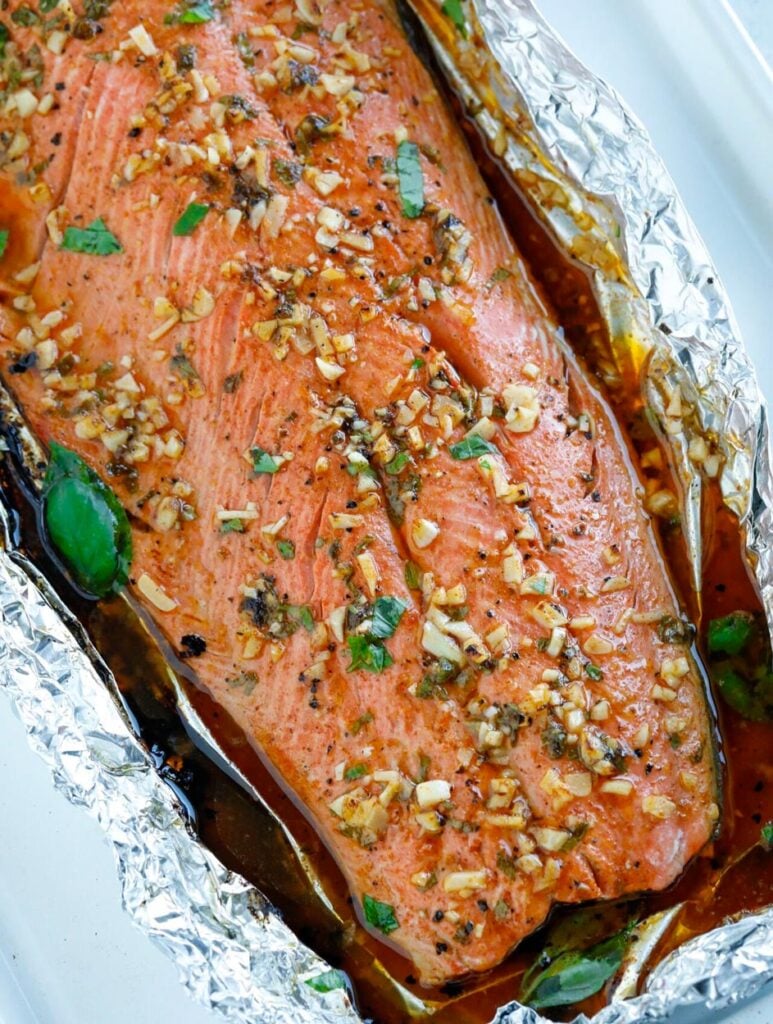 Baked Honey Garlic Salmon in foil