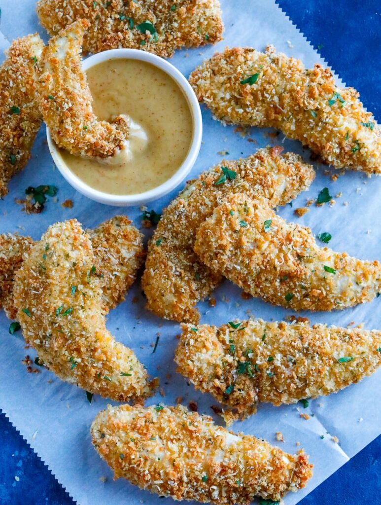 Baked Parmesan Chicken Tenders Baked Parmesan Crusted Chicken with dip