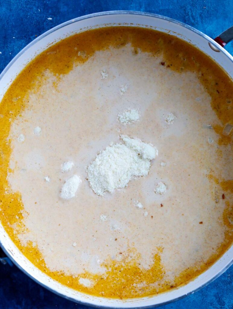 creamy cajun sauce in a pot