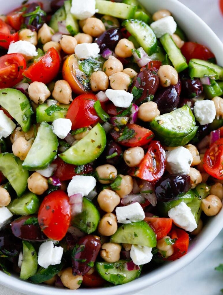 close up of greek salad