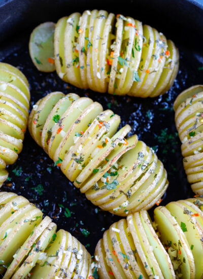 Baked hassleback potatoes with cilantro