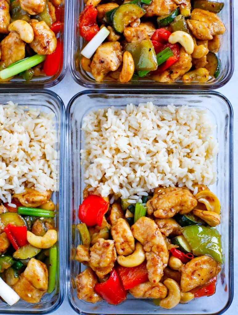 Cashew Chicken in Meal Prep containers