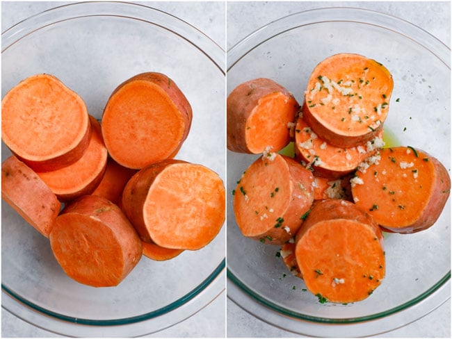 Sweet Potatoes in a glass bowl