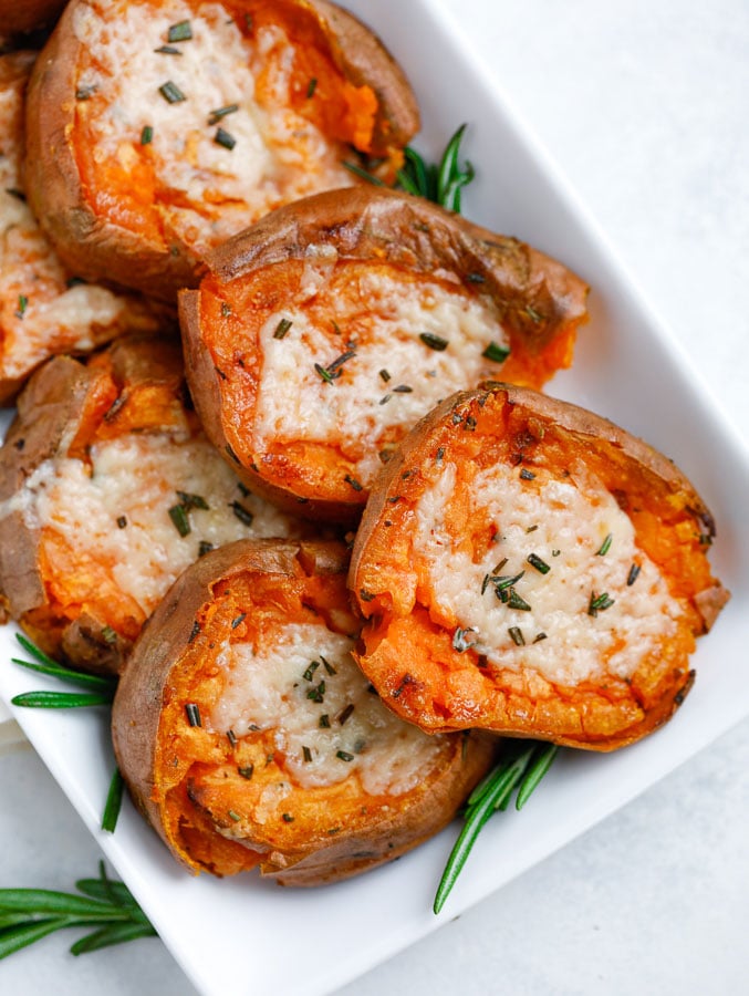 potatoes on a white dish.