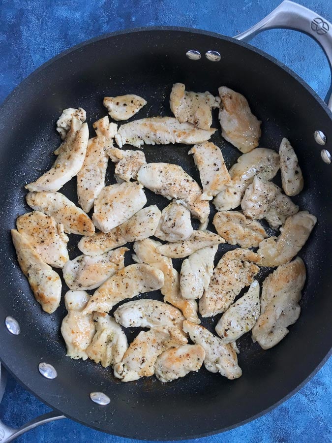 pan seared chicken in a skillet