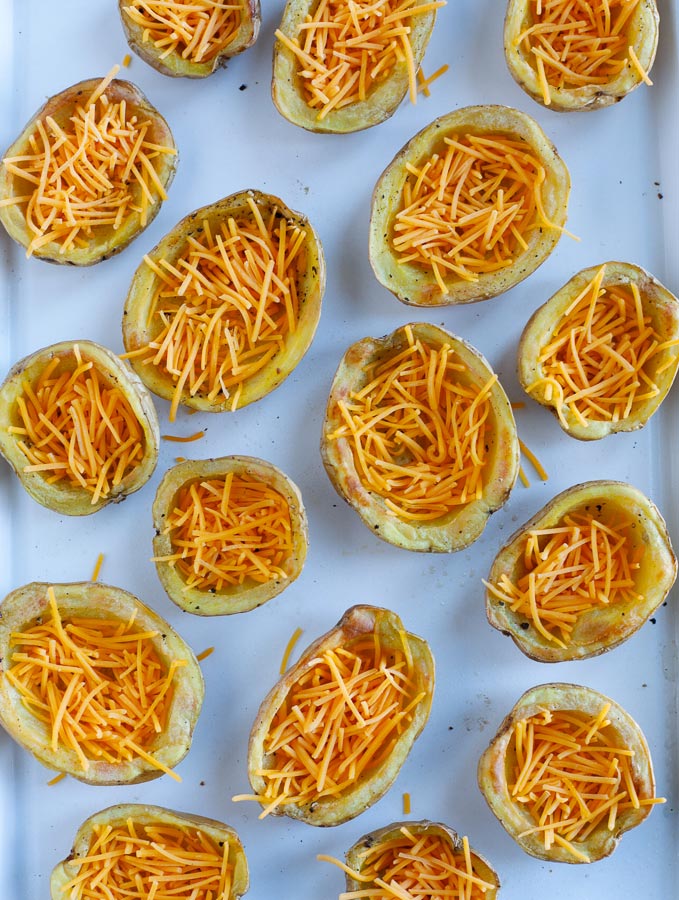 baked potato skins potatoes filled with cheddar cheese