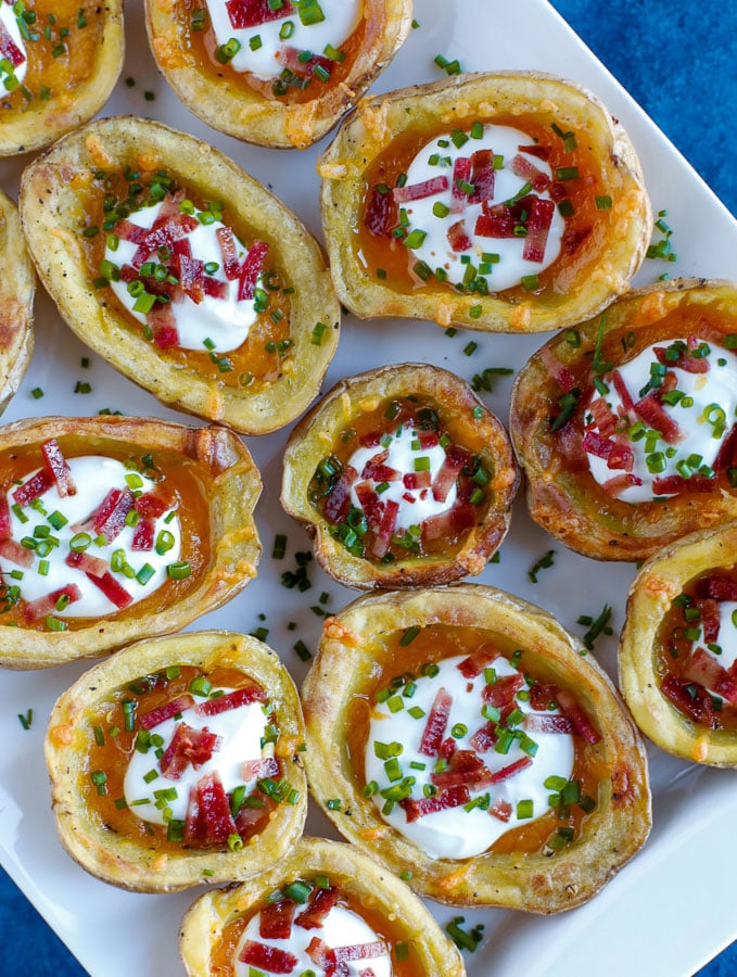 Baked Potato Skins on a serving tray